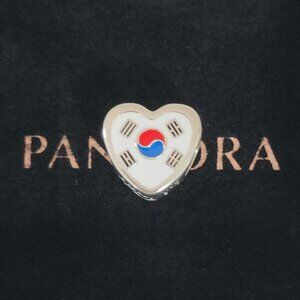 Pandora Korea Flag Heart Charm Bead Exclusive Pendant S925 Silver with box